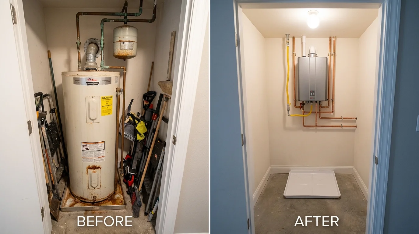 Tank water heater versus wall-mounted tankless unit comparison for Hobe Sound, FL homeowners