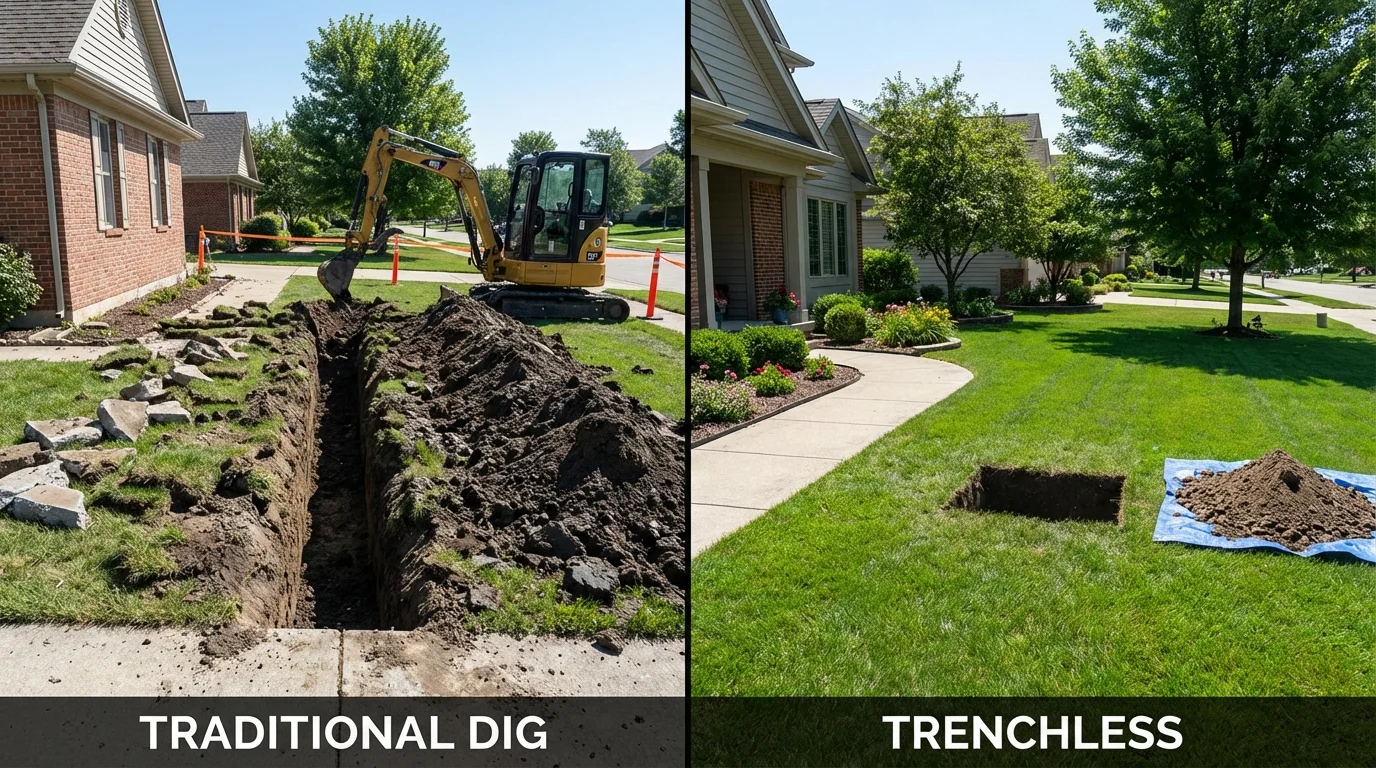 Trenchless sewer repair with minimal yard damage versus traditional excavation in Hobe Sound, FL